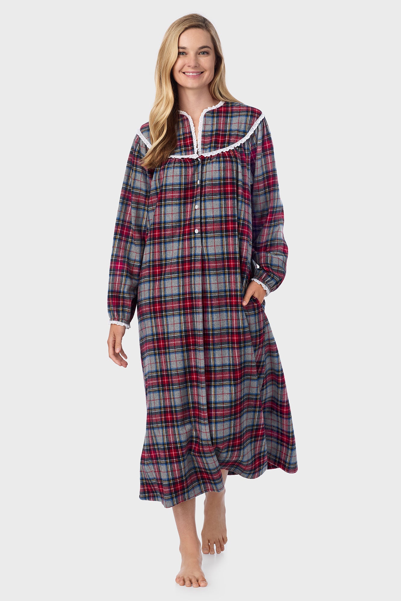 Grey Plaid Flannel Gown – Lanz of Salzburg