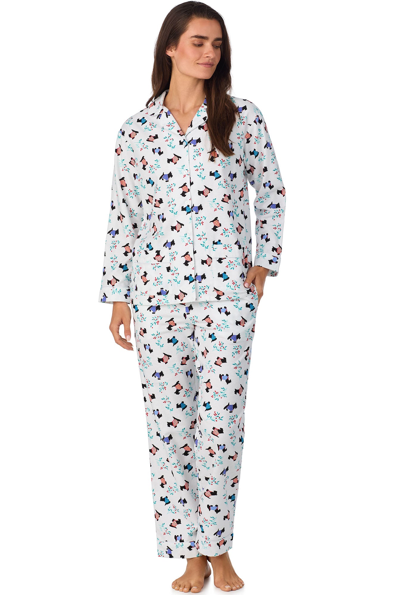 A lady wearing Classic Notch Pajama