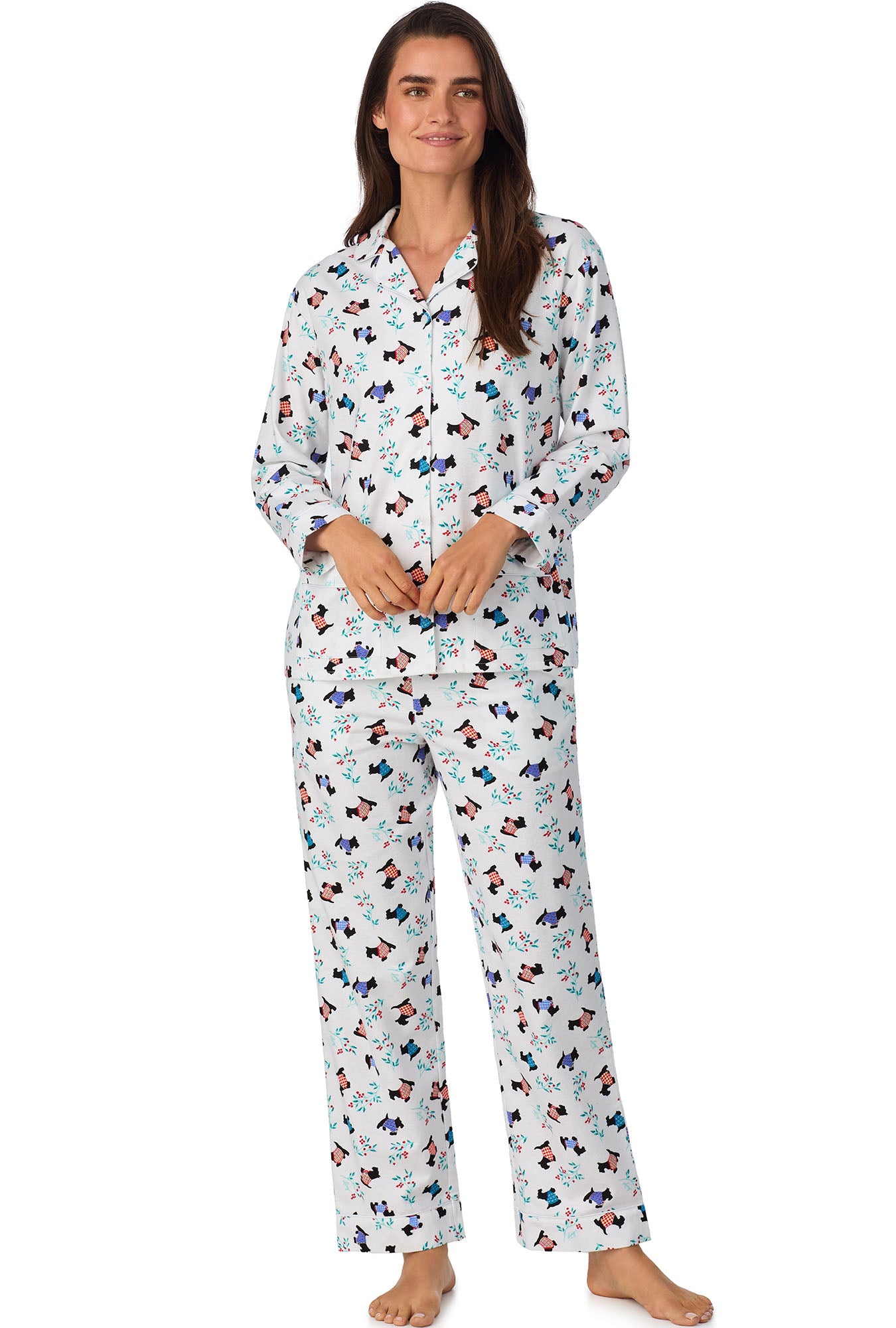A lady wearing Classic Notch Pajama