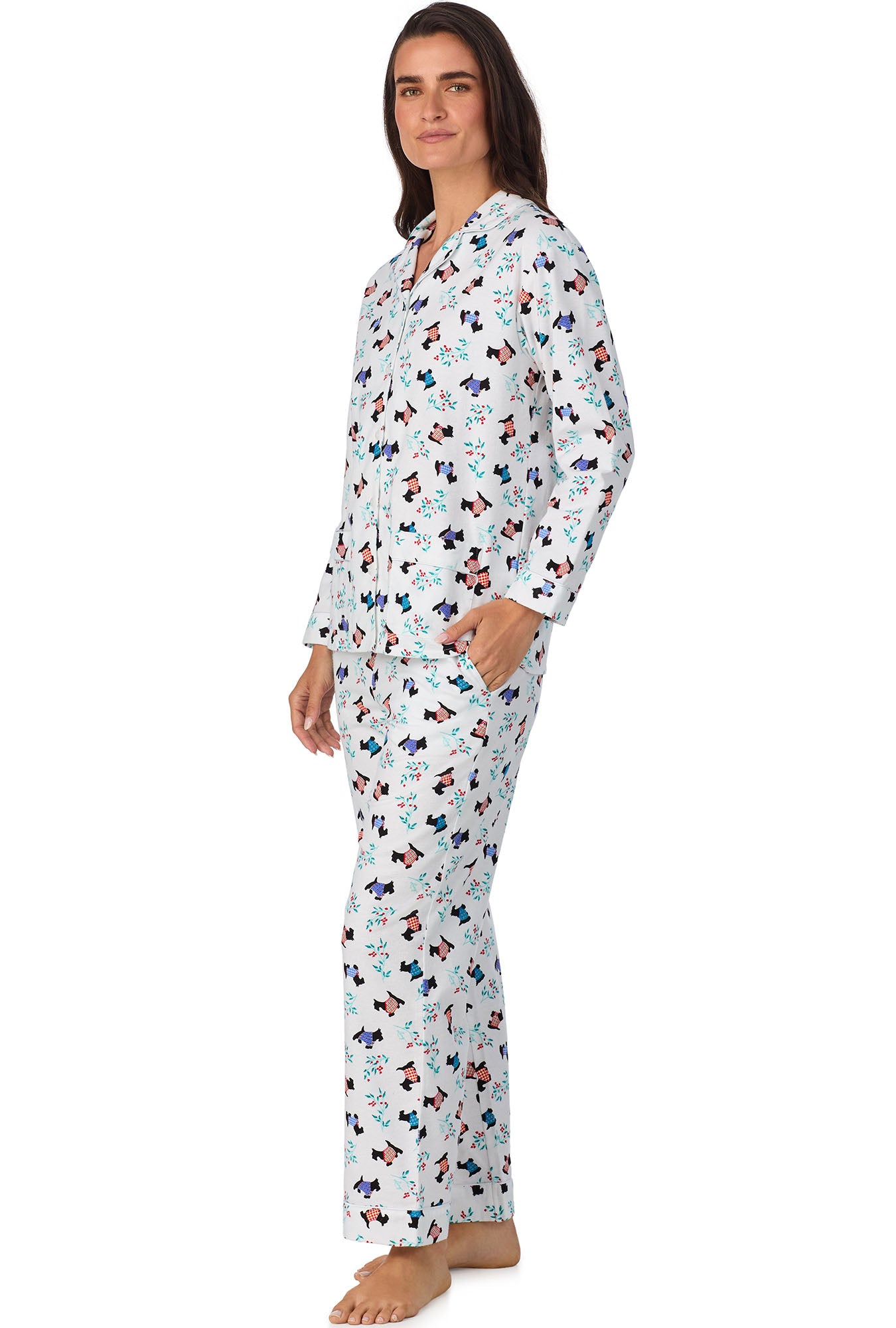 A lady wearing Classic Notch Pajama