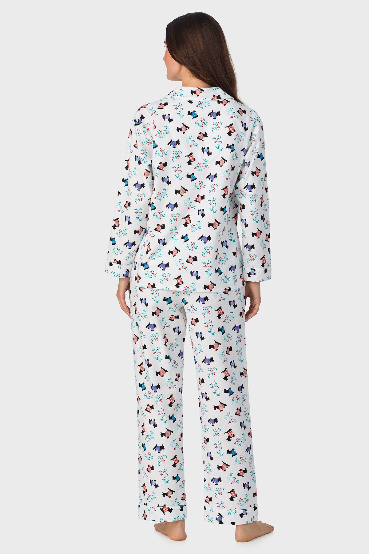 Scottie Dog 100% Cotton Brushed Flannel Classic Notch Pajama