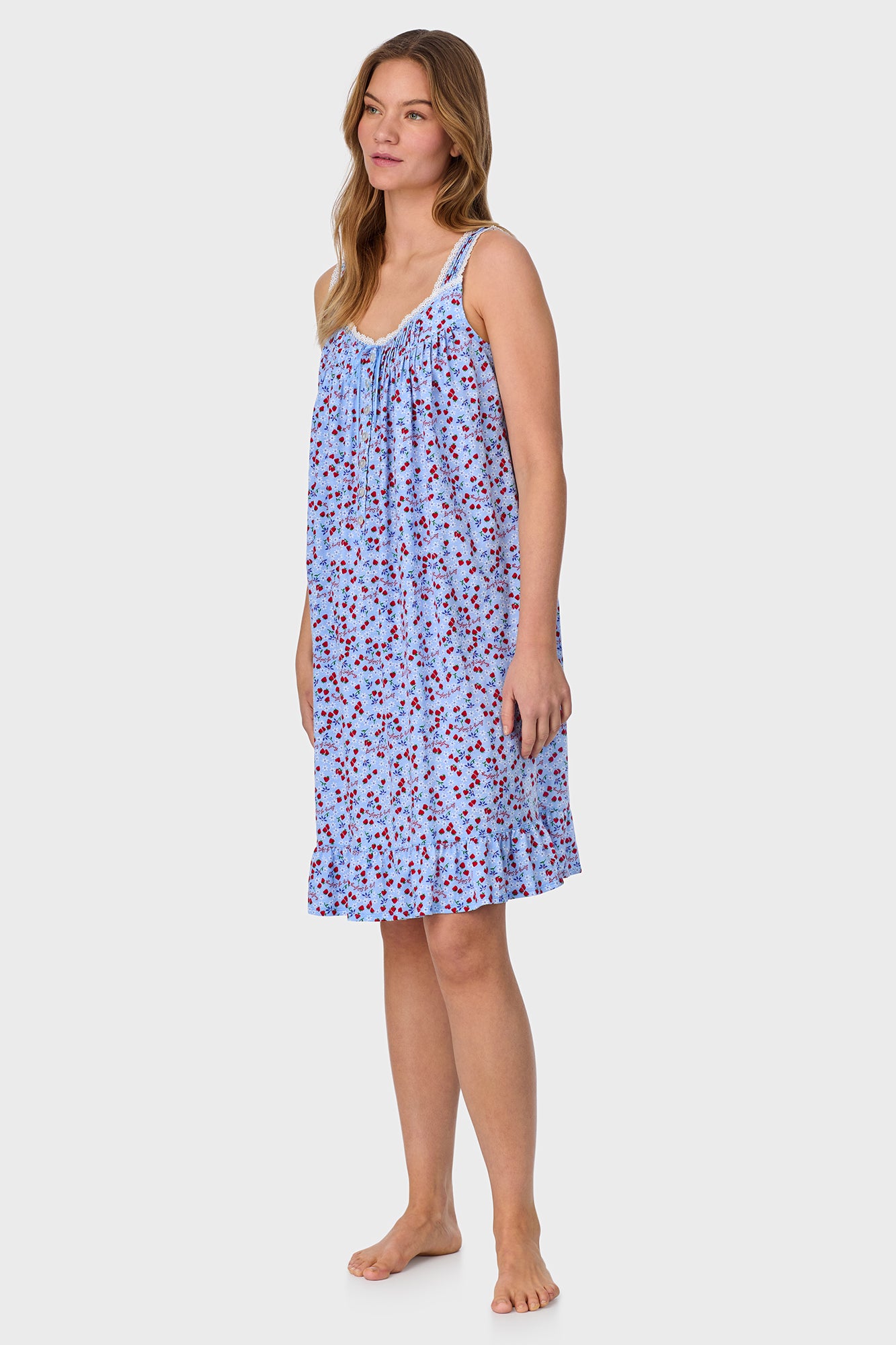 Blue Skies & Berries Cotton Knit Short Nightgown