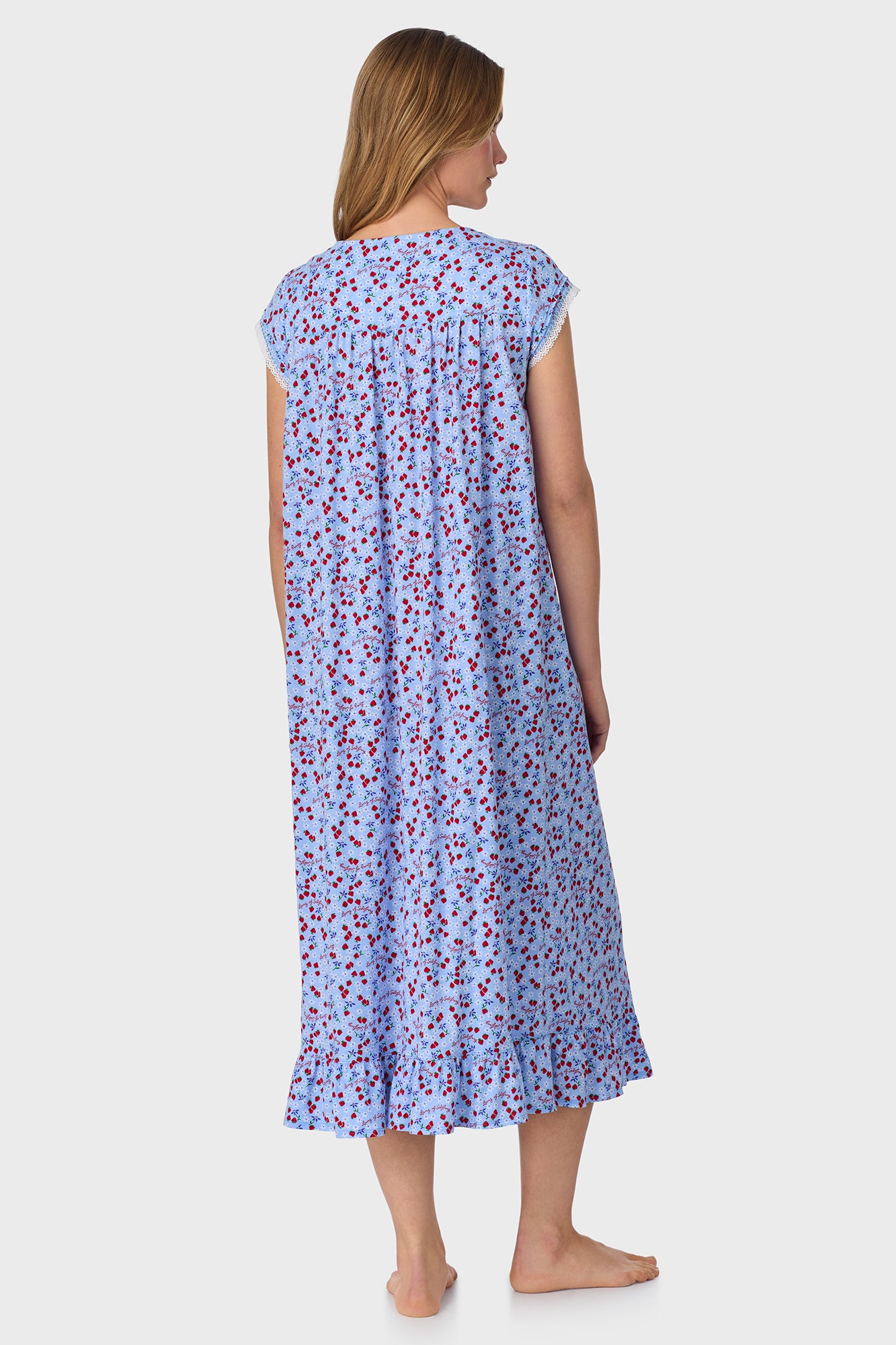 Blue Skies & Berries Cotton Knit Long Nightgown