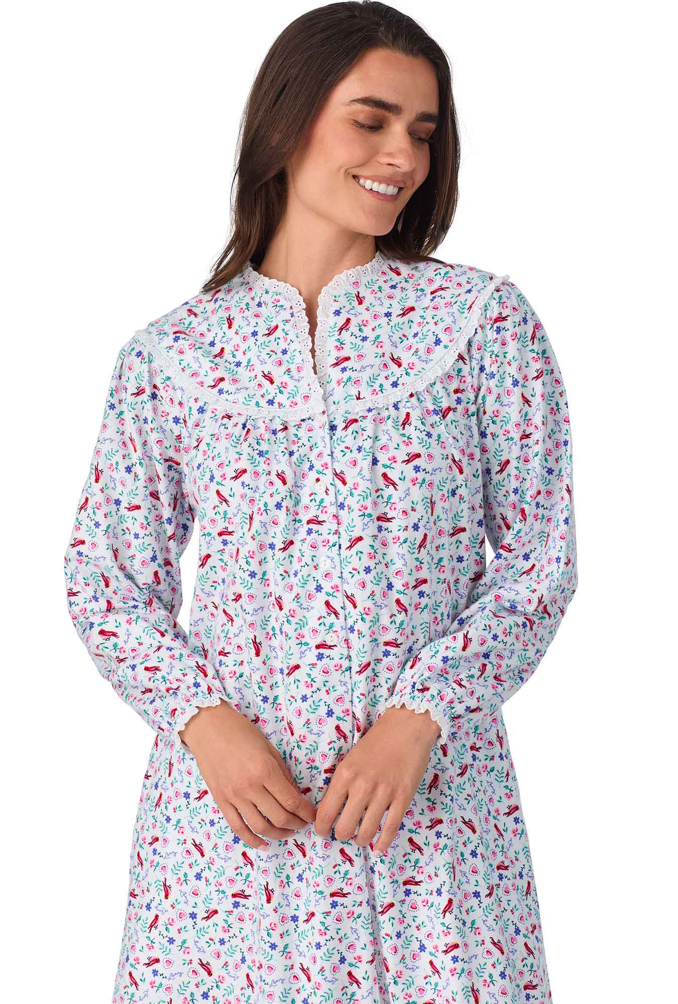 A lady wearing New Cardinal Flannel Gown