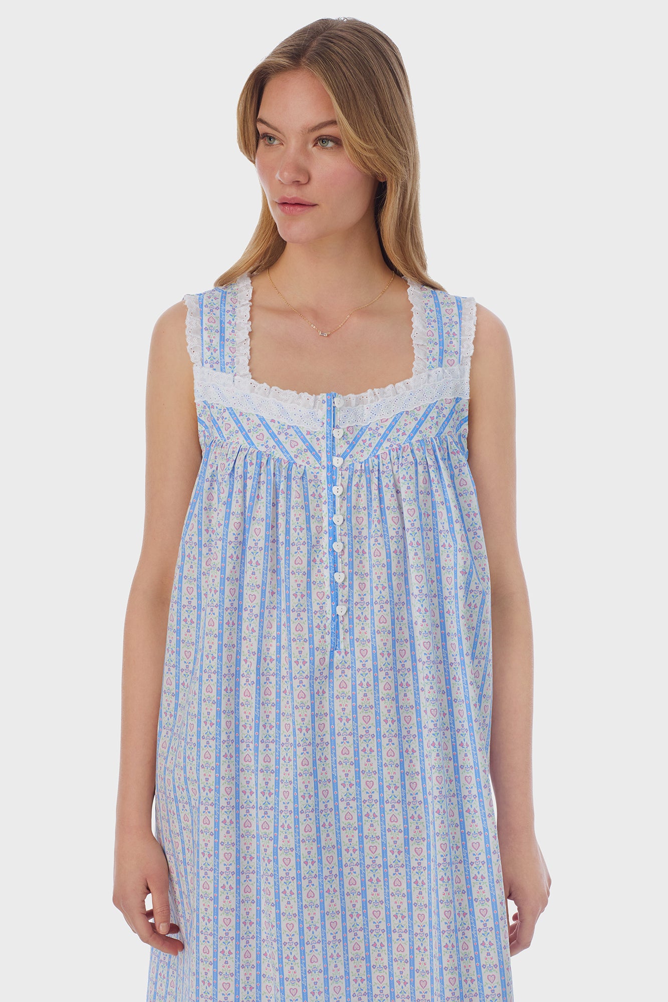 Tyrolean Heart Cotton Long Nightgown