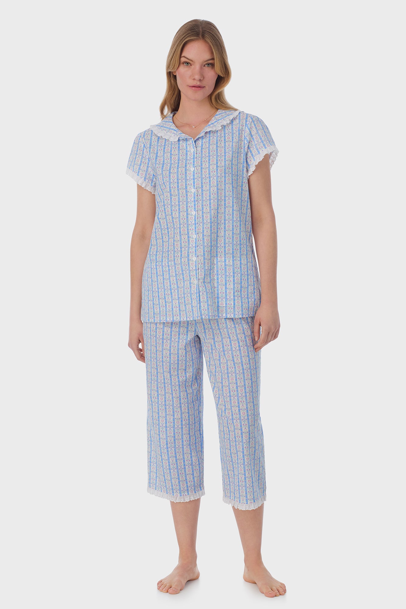 Tyrolean Heart Cotton Capri Pajama Set