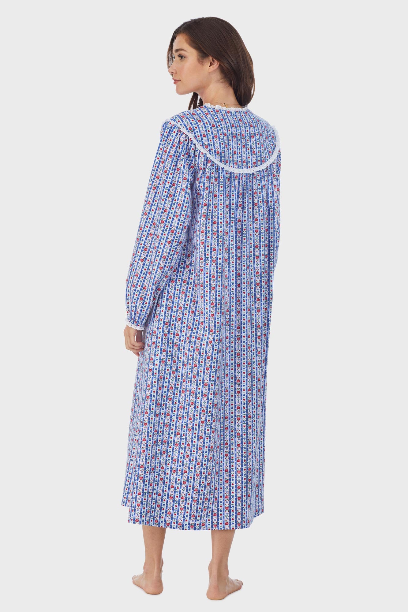 Classic Blue Tyrolean Stripe Flannel Nightgown