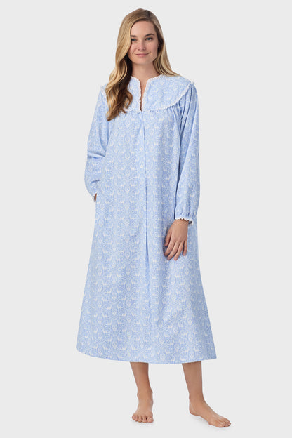 Blue Nordic Tyrolean Flannel Gown