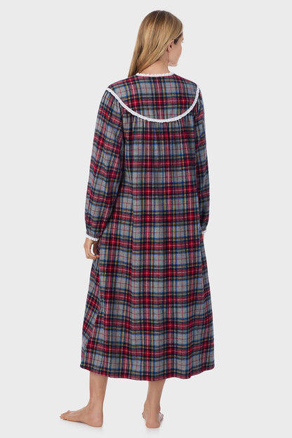 Grey Plaid Flannel Gown