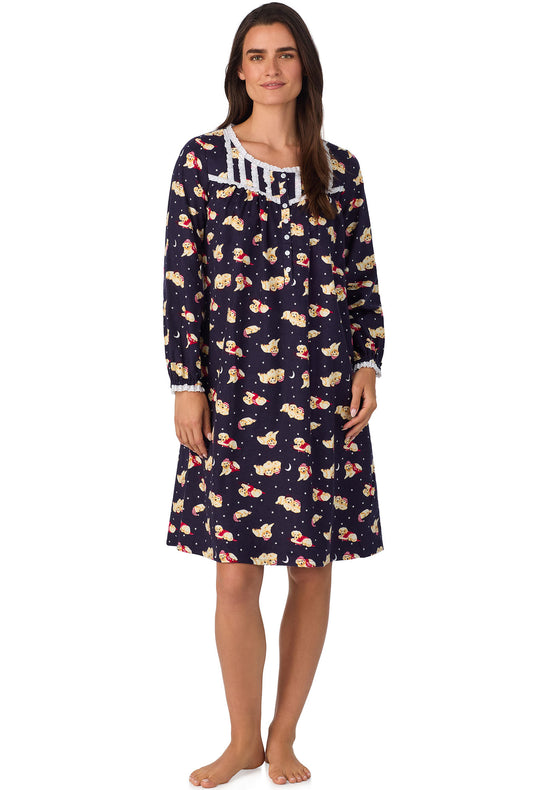A lady wearing Cuddly Labs Waltz Flannel Gown