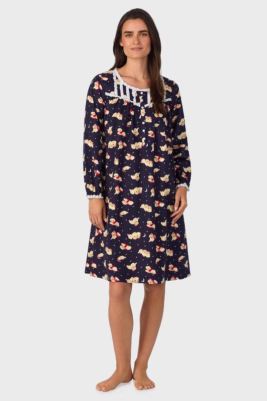 Cuddly Labs 100% Cotton Brushed Flannel Long Sleeve Waltz Gown