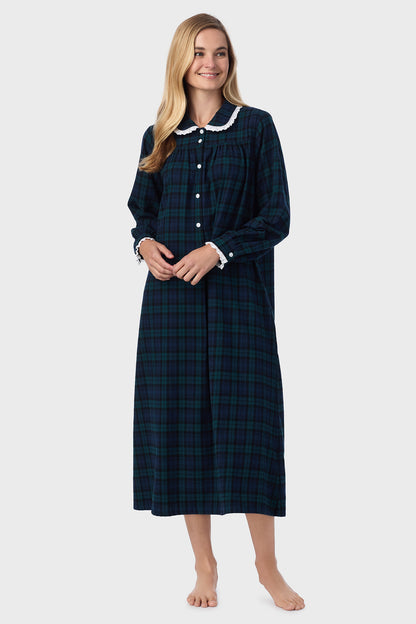 Black Watch Peterpan Plaid Flannel Gown