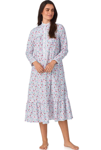 A lady wearing New Cardinal Highneck Flannel Gown