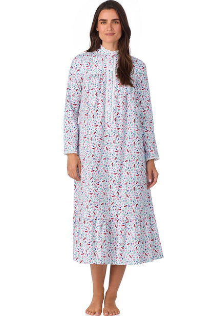 A lady wearing New Cardinal Highneck Flannel Gown
