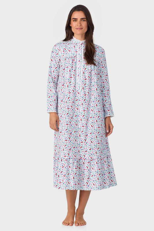 New Cardinal 100% Cotton Brushed Flannel Highneck Long Sleeve Gown