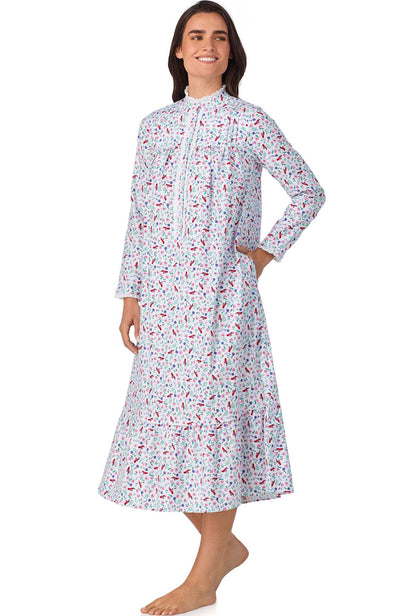 A lady wearing New Cardinal Highneck Flannel Gown