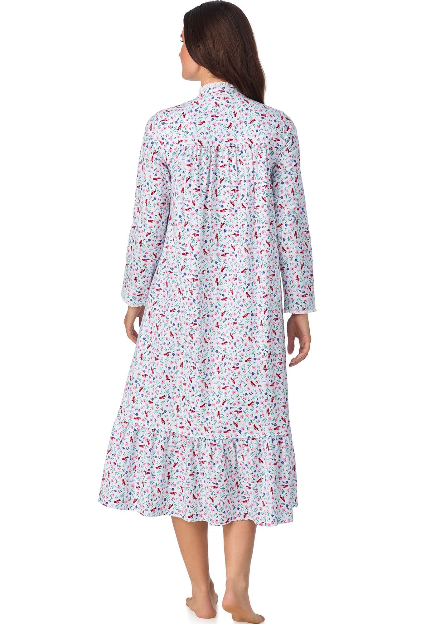 A lady wearing New Cardinal Highneck Flannel Gown