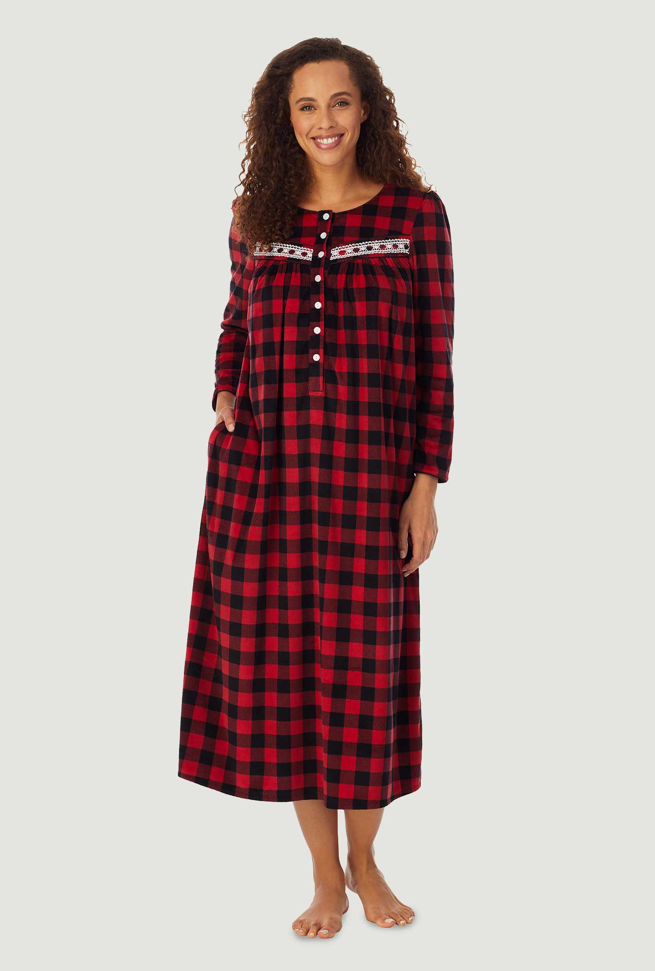 Red Check Cozy Fleece Gown – Lanz of Salzburg