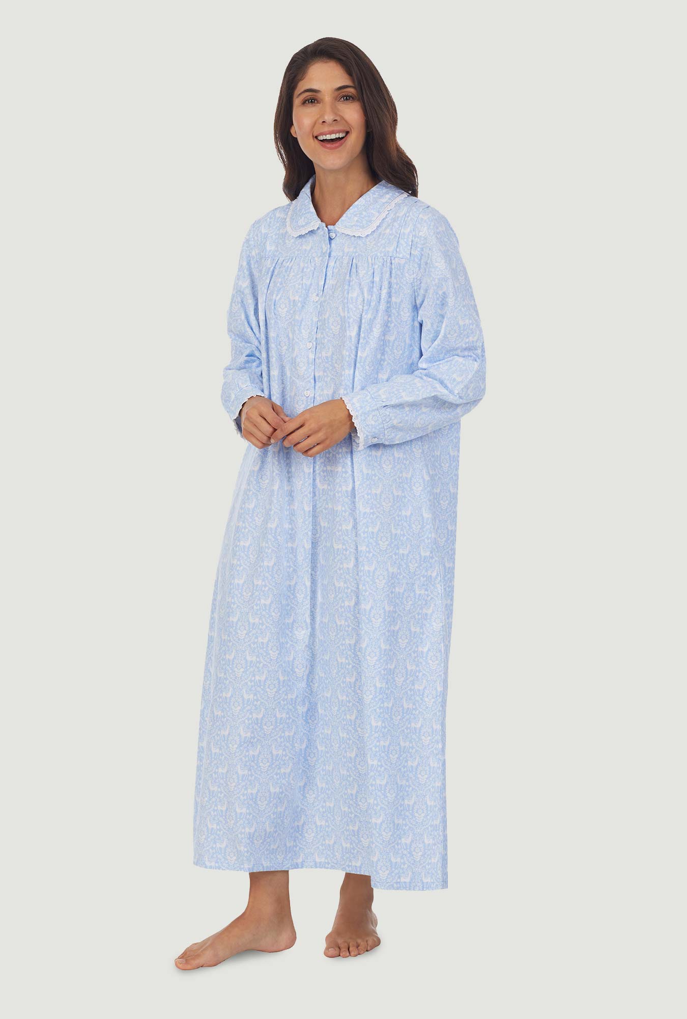 Classic Blue Tyrolean Stripe Flannel Nightgown – Lanz of Salzburg