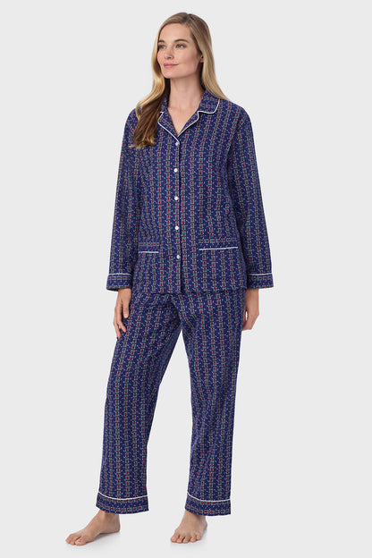 Vintage Navy Heart Stripe Classic Notch Pajama