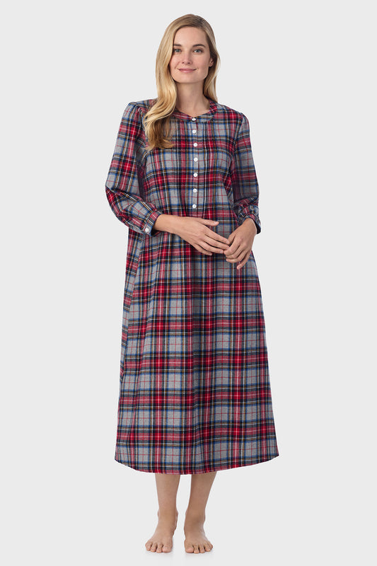 Sweet & Simple Grey Plaid Flannel Gown