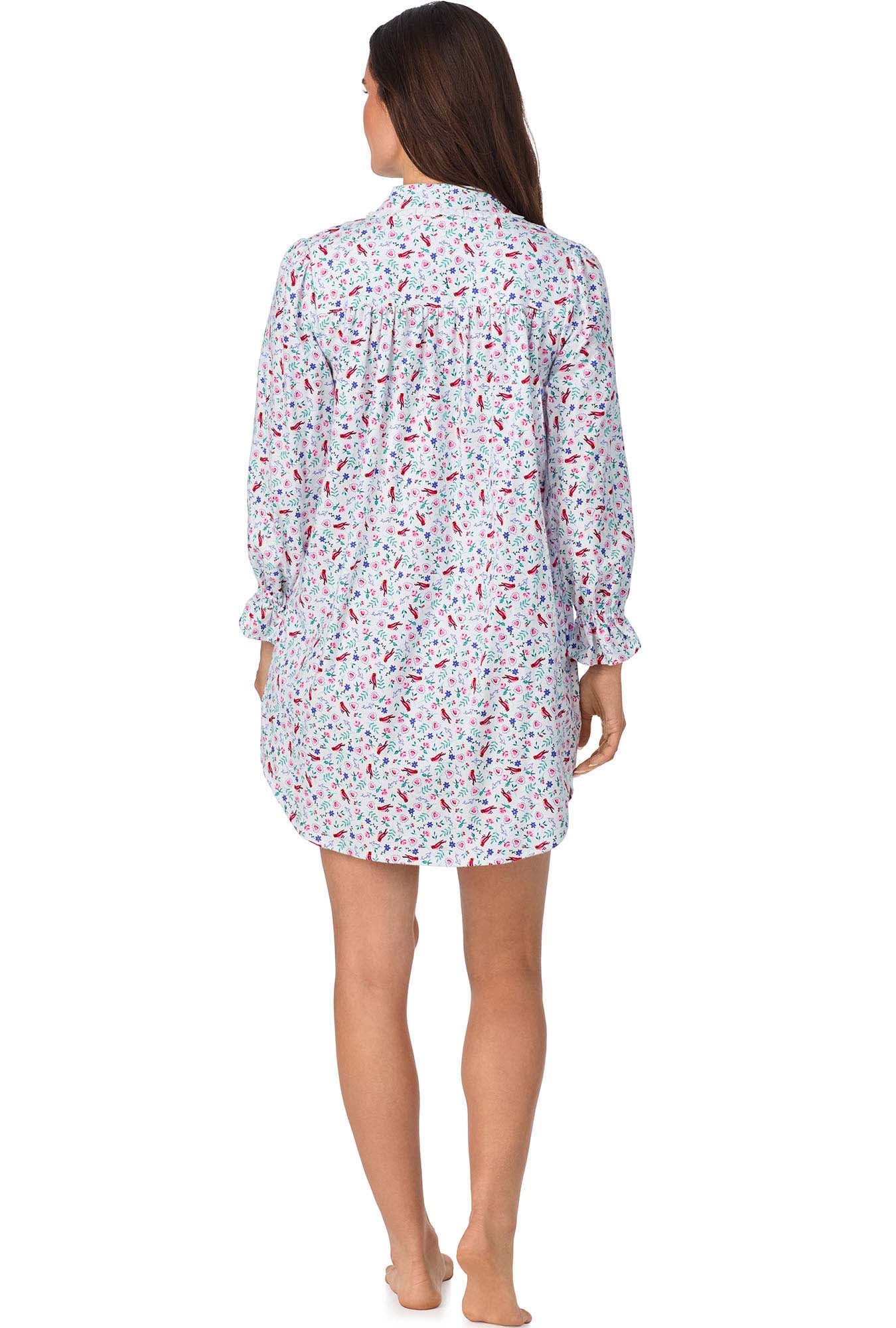A lady wearing New Cardinal Flannel Nightshirt