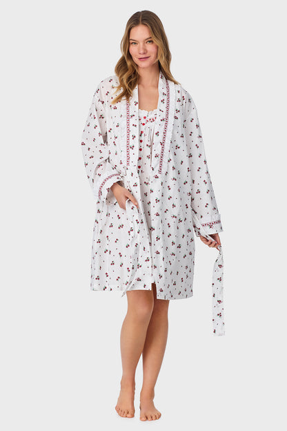 Strawberry Jubilee Cotton Lawn Short Wrap Robe