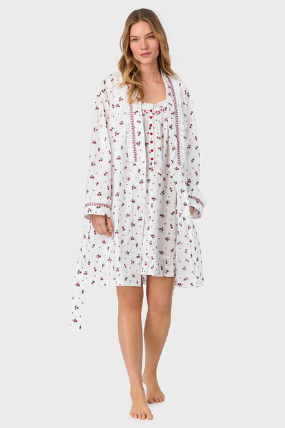 Strawberry Jubilee Cotton Lawn Short Wrap Robe