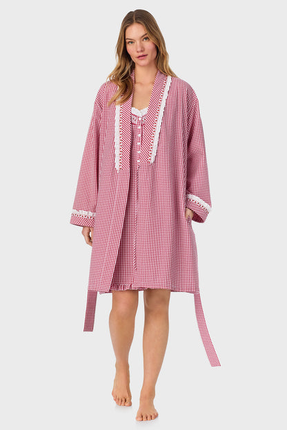 Picnic Plaid Seersucker Yarndye Check Short Wrap Robe