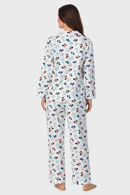 Scottie Dog 100% Cotton Brushed Flannel Classic Notch Pajama