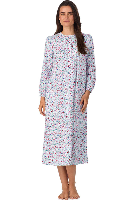 A lady wearing Sweet & Simple New Cardinal Flannel Gown