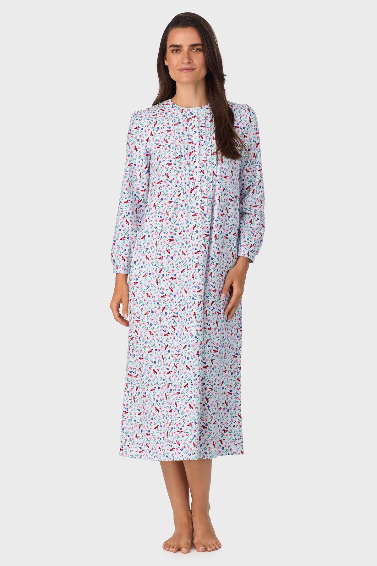 Sweet & Simple New Cardinal 100% Cotton Flannel Henley Nightgown