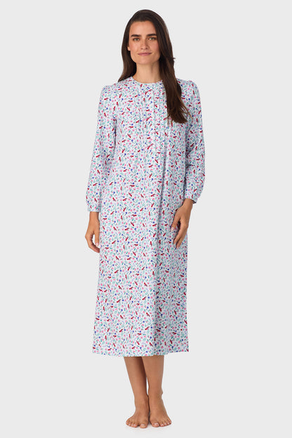 Sweet & Simple New Cardinal 100% Cotton Flannel Henley Nightgown