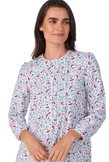 A lady wearing Sweet & Simple New Cardinal Flannel Gown