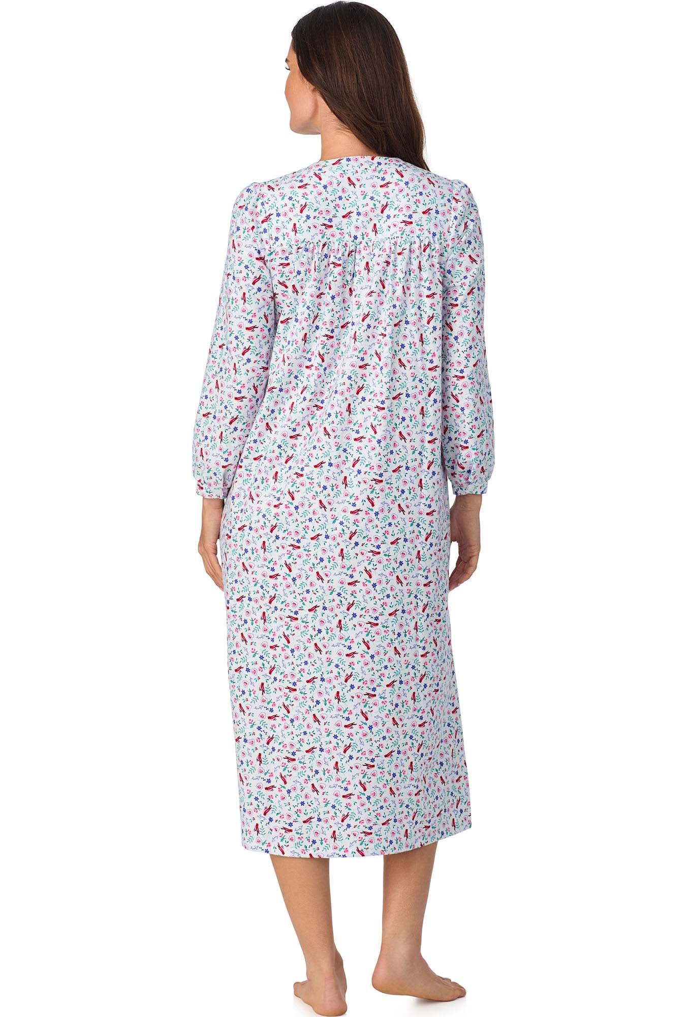 A lady wearing Sweet & Simple New Cardinal Flannel Gown