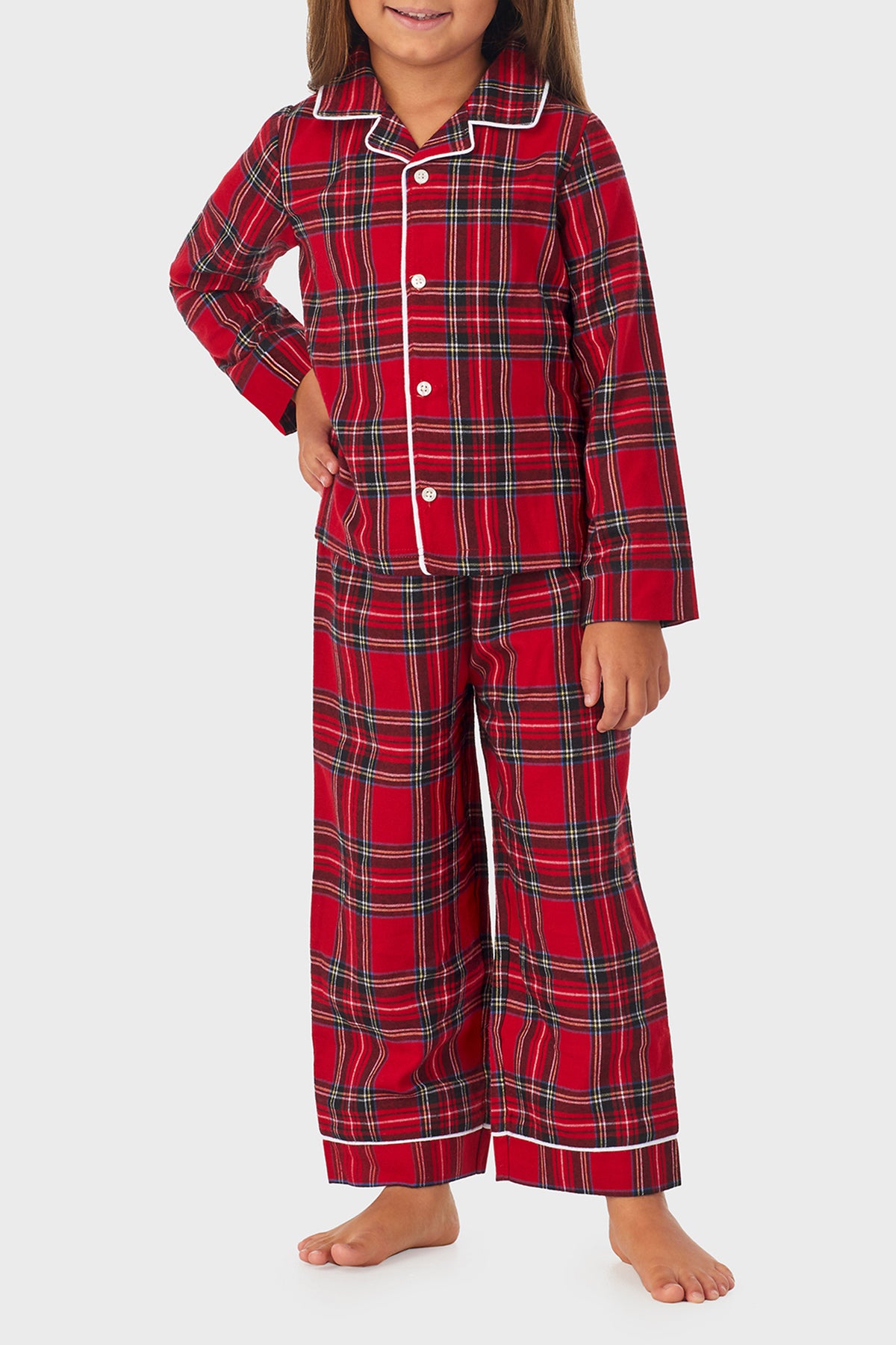 Unisex Toddler & Kids Red Tartan 100% Recycled Poly Twill PJ Set