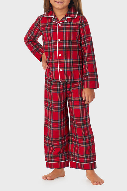 Unisex Toddler & Kids Red Tartan 100% Recycled Poly Twill PJ Set