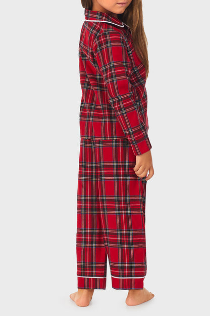 Unisex Toddler & Kids Red Tartan 100% Recycled Poly Twill PJ Set