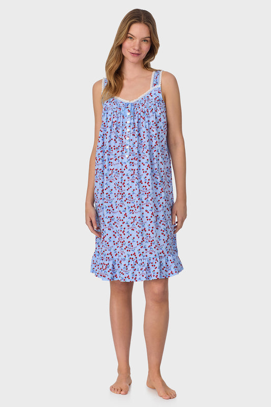 Blue Skies & Berries Cotton Knit Short Nightgown