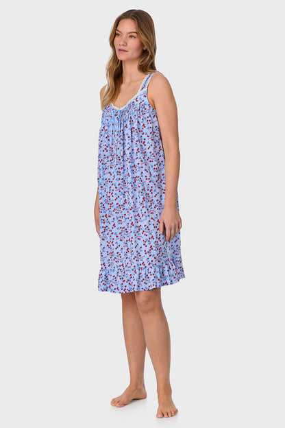 Blue Skies & Berries Cotton Knit Short Nightgown