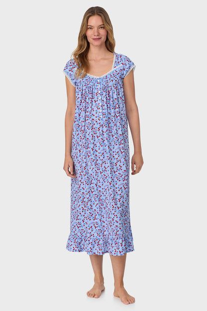 Blue Skies & Berries Cotton Knit Long Nightgown