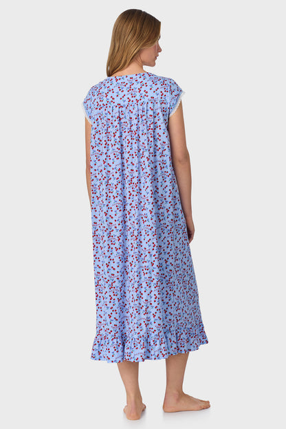 Blue Skies & Berries Cotton Knit Long Nightgown