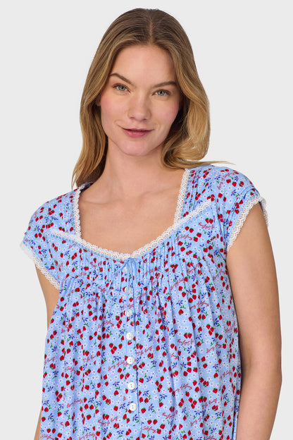 Blue Skies & Berries Cotton Knit Long Nightgown