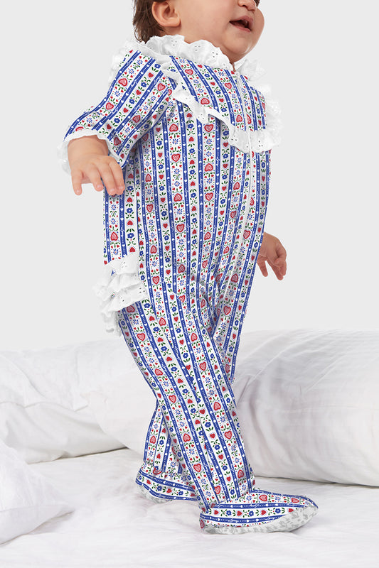 Baby Cozy Blue Tyrolean Sleeper Onesie