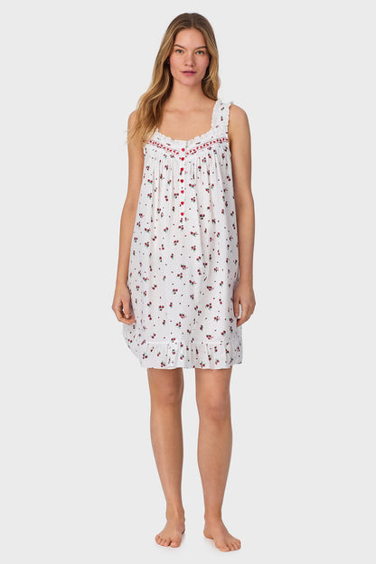 A lady wearing Strawberry Jubilee Cotton Lawn Chemise