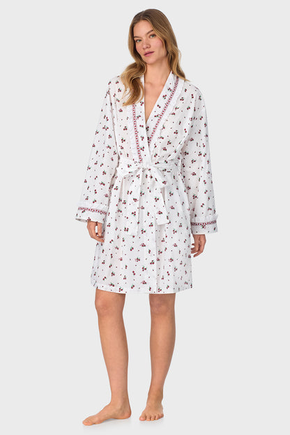 Strawberry Jubilee Cotton Lawn Short Wrap Robe