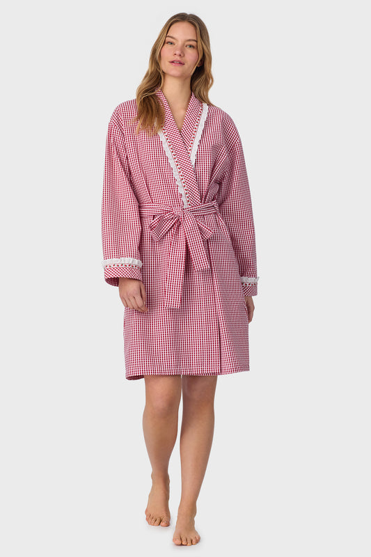 Picnic Plaid Seersucker Yarndye Check Short Wrap Robe