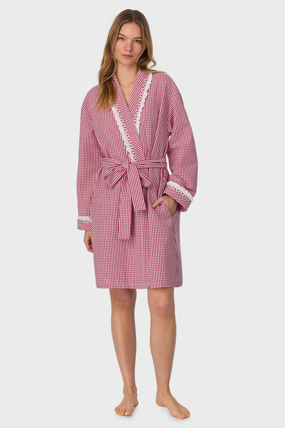Picnic Plaid Seersucker Yarndye Check Short Wrap Robe