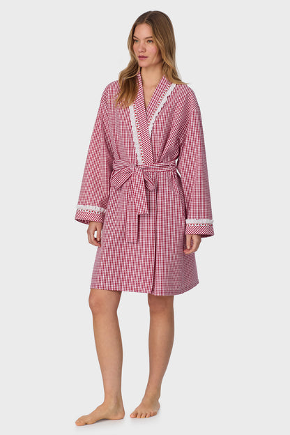 Picnic Plaid Seersucker Yarndye Check Short Wrap Robe