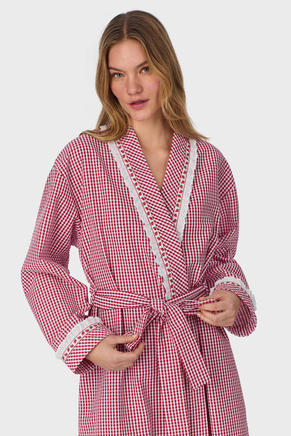 Picnic Plaid Seersucker Yarndye Check Short Wrap Robe